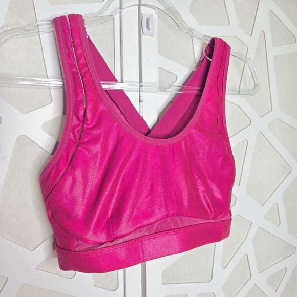 Fabletics Pink Iridescent Adjustable High Impact Sports Bra Womens SM Glam - Picture 4 of 5
